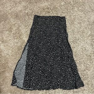 Black and White Floral Midi Skirt